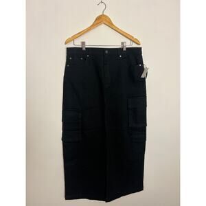 Scoop Black Cargo Denim Maxi Skirt Size 14